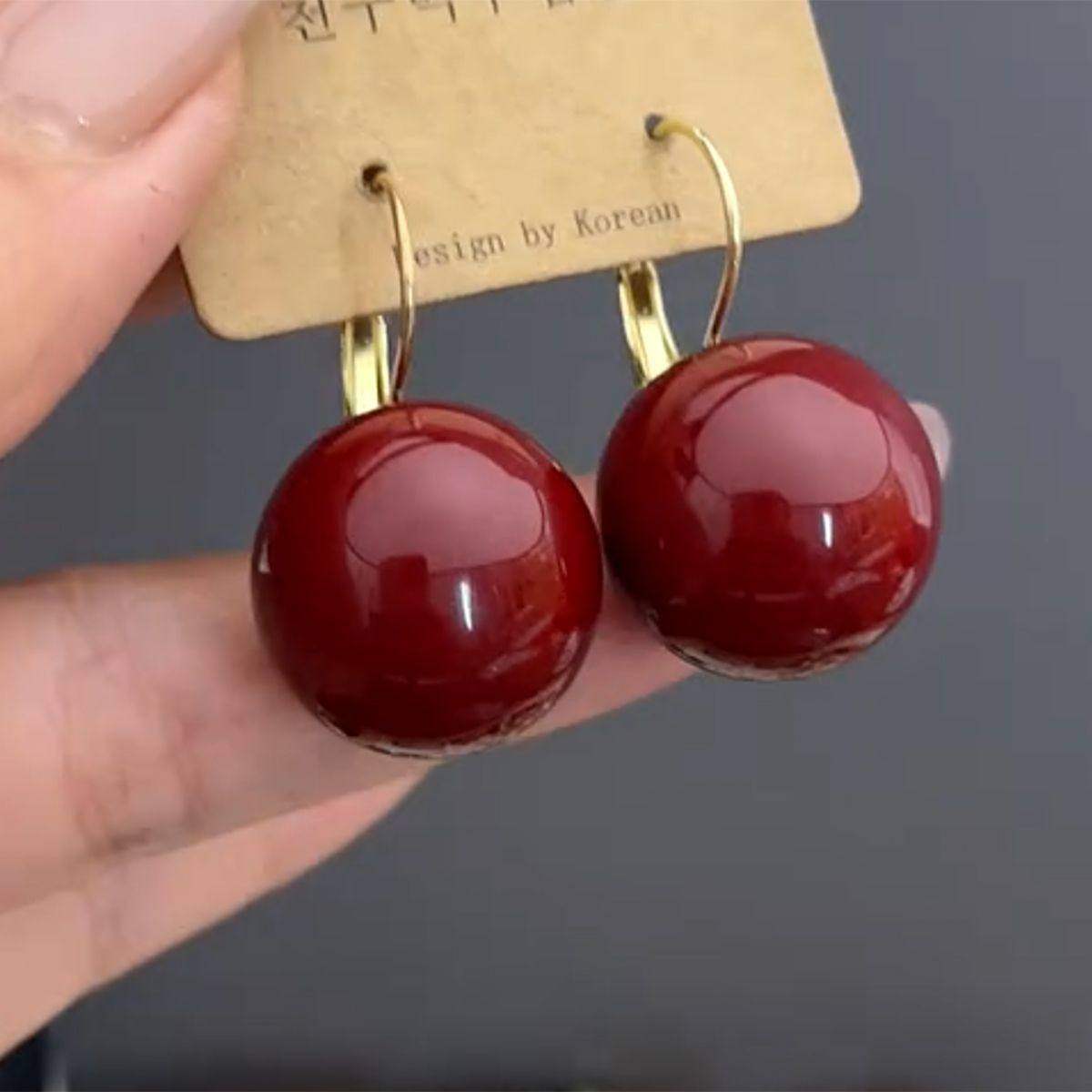 2026新款港风复古红色珍珠耳环法式耳扣高级感轻奢小众设计感耳饰,珠宝/钻石/翡翠,耳饰,淘宝优惠券,粉丝福利购,淘宝优惠卷