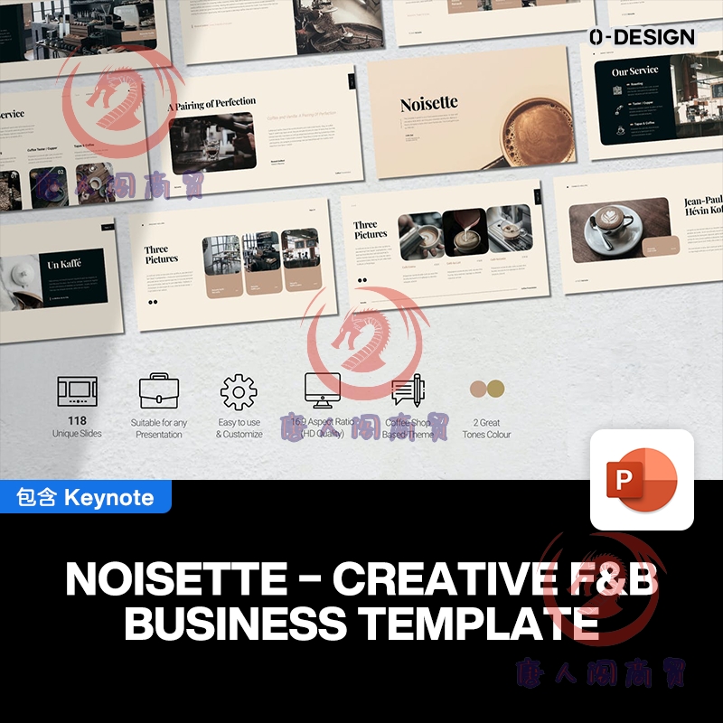 创意复古经典时尚商业简约餐饮美食饮料咖啡店品牌作品集ppt模板