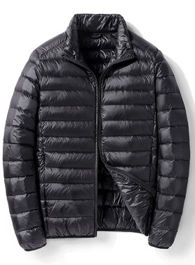 灰色轻薄羽绒服男短款2025秋冬新款潮牌男士休闲鸭绒外套地摊时尚