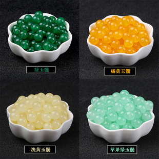 7A浅黄苹果绿玉髓散珠子圆珠半成品diy手工水晶串珠手串饰品配件