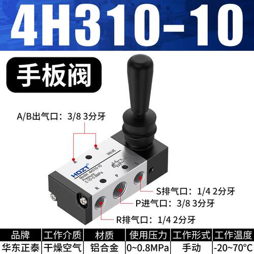 气动开关手动阀4H210-08二位五通手扳阀气缸控制换向开关阀配件