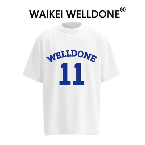 WAIKEI WELLDONE小众国潮牌短袖T恤男女宽松美式纯棉高街WE11DONE