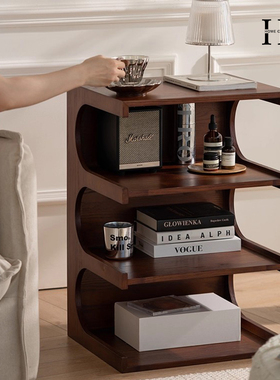 HC实木沙发边几复古置物架小户型茶几客厅家用中古风床头柜