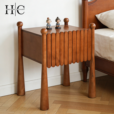 法式复古实木床头柜中古风