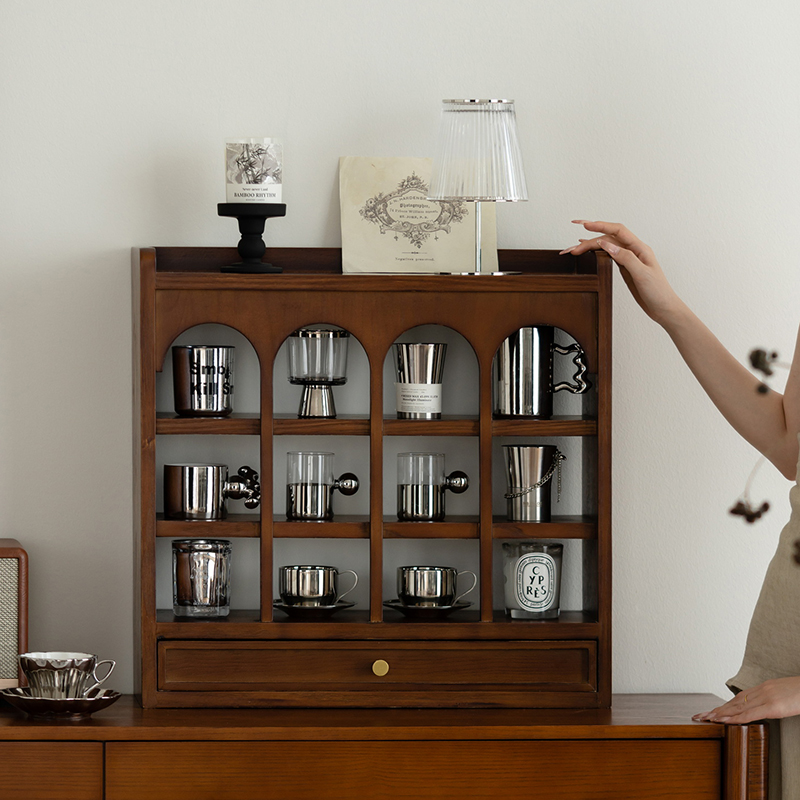 复古实木多层杯架置物架