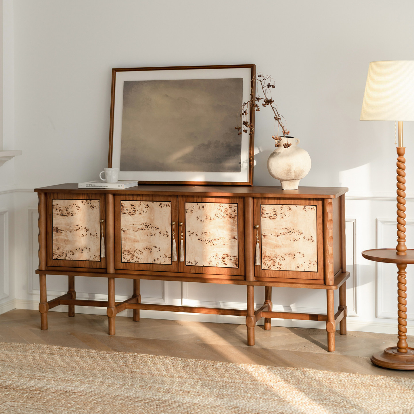 HC中古风实木餐边柜家用客厅靠墙储物柜法式复古玄关柜装饰柜,住宅家具,餐边柜,淘宝优惠券,粉丝福利购,淘宝优惠卷