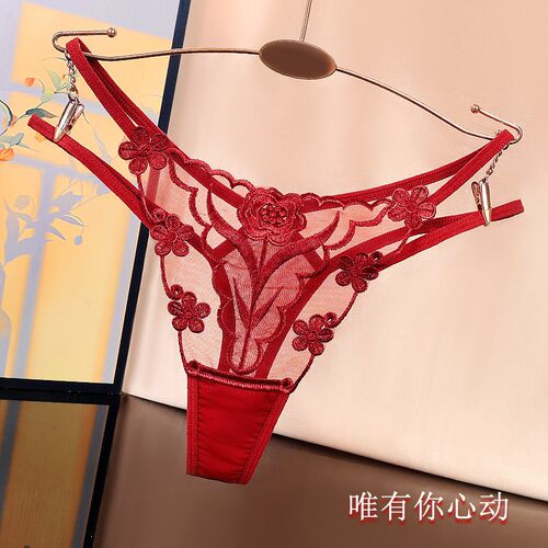低腰性感女士丁字裤半透明网纱