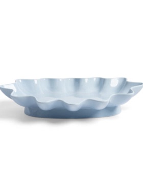 FQR LIVING荷兰&klevering手工制作陶器雕刻太阳随圆形冰蓝水果碗