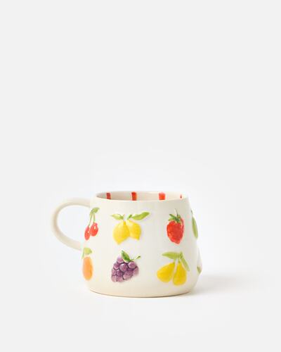 FQR LIVING英国OLIVEZR BONAS手工制作陶器绘画立体多水果咖啡杯