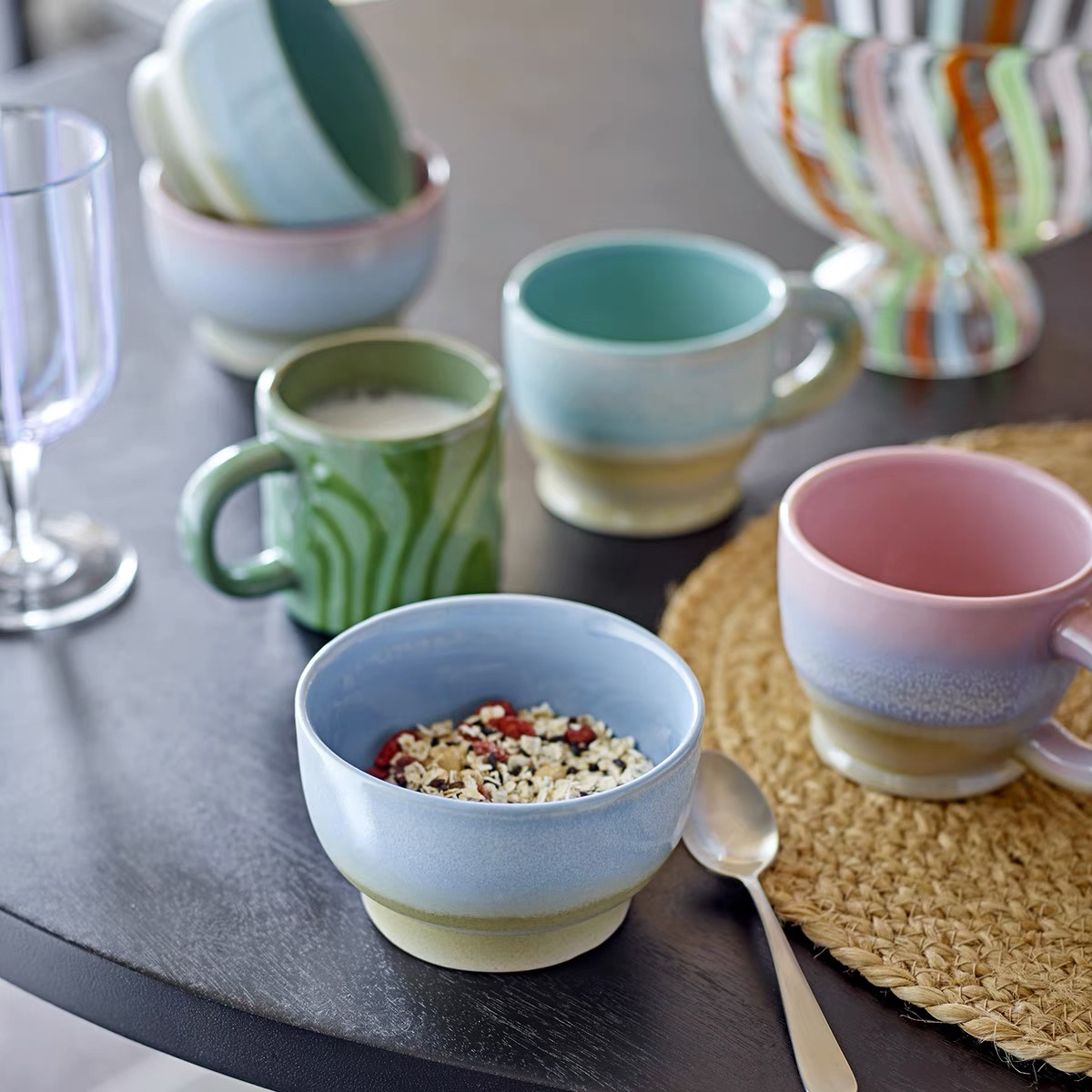 FQR LOVING丹麦Bloomingville超美彩虹色渐变Safie小碗 沙拉碗