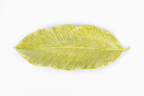 FQRLIVING PLATO HOJA绿植陶器黄色树叶形状长盘 水果盘 沙拉盘