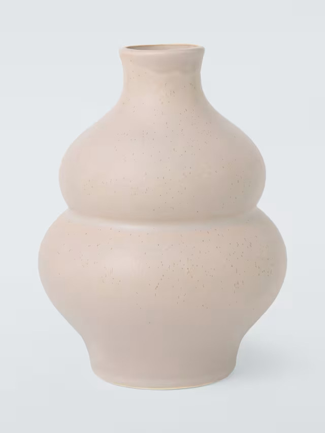 FQR LIVING英国PARTNERS手工制作陶器自然釉棕色波纹葫芦形花瓶