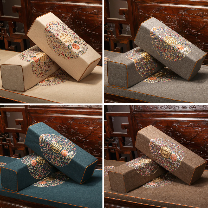 中式红木沙发坐垫扶手枕中国风刺绣抱枕靠垫长方形实木家具靠背枕