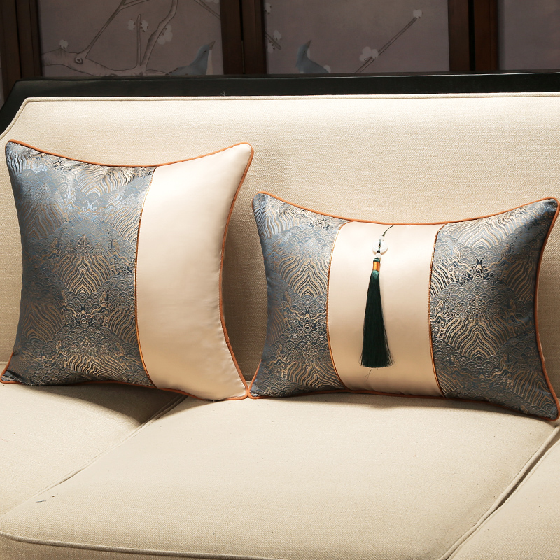 新中式拼接抱枕腰枕靠垫