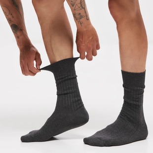 男士袜子夏抽条松弛感长筒袜薄款春夏季棉质透气吸汗堆堆袜长筒袜
