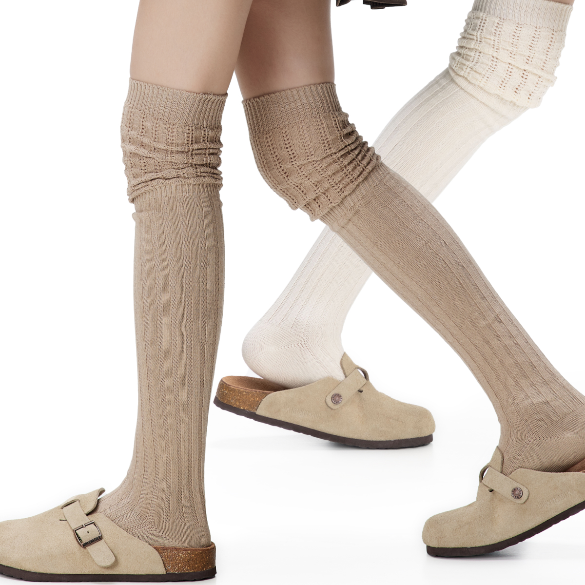 PPSOCKS奶茶色长筒过膝袜棉女