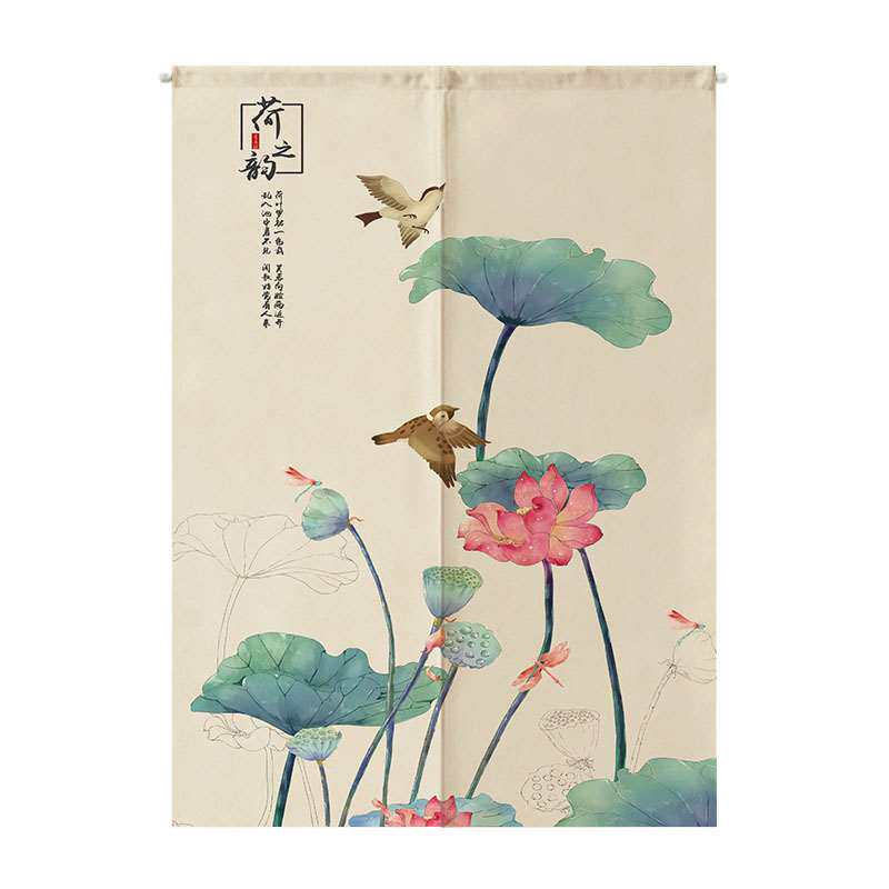粘贴挡风厨房玄关隔断帘半w帘柜子过道中式挂布整片家用布艺门i.