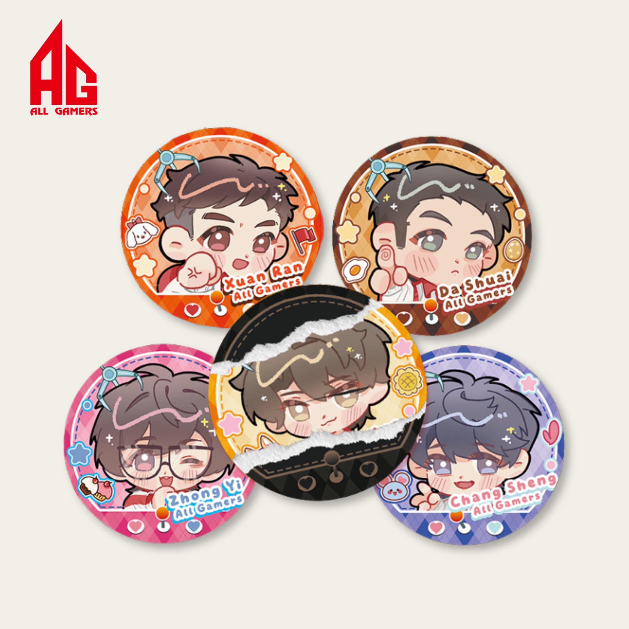 【AG官方正品】AG 王者选手Q版撕拉马口铁徽章图片