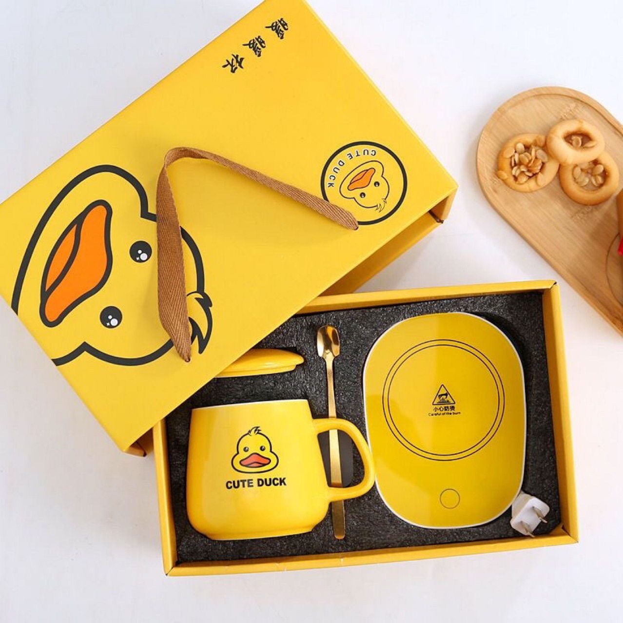 小黄鸭恒温55度暖暖杯热牛奶神器陶瓷礼物定制礼盒装马克杯带盖勺,节庆用品/礼品,伴手礼,淘宝优惠券,粉丝福利购,淘宝优惠卷