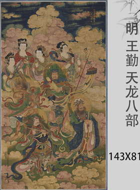 明 王勤 天龙八部罗义女衆仙绢本古画像工笔画绢布临摹学习装饰画