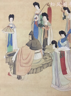 陈洪绶 仕女图 明朝复古字画真迹微喷复制临摹工笔人物装饰画