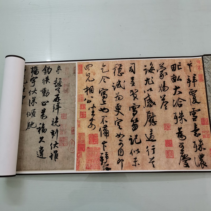 蔡京五帖复古书法字画行书尺牍真迹高清微喷仿古复制装裱手卷装饰