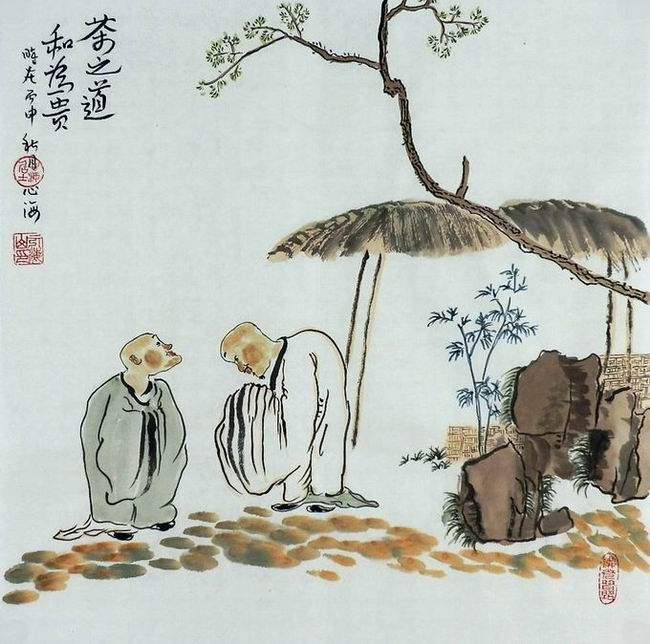 手绘字画q装饰画热销yf120125心海居士三尺斗方茶道国画禅意人物