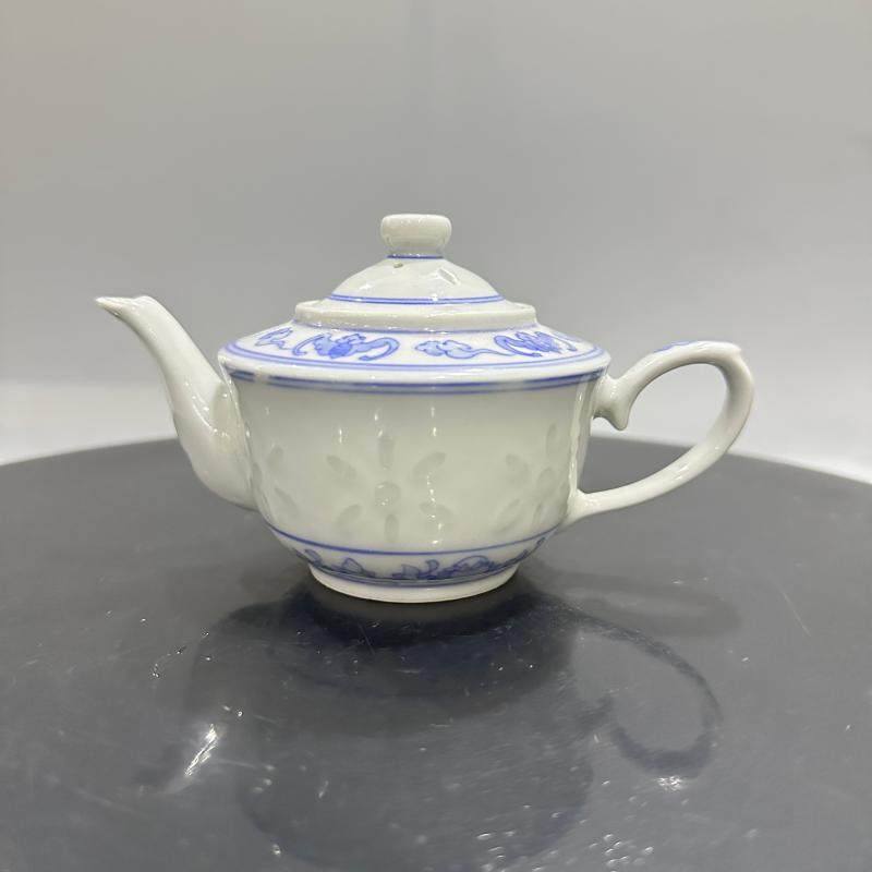 手绘茶具茶壶景德镇567老厂货青花玲珑泡茶器怀旧家用单个壶瓷器