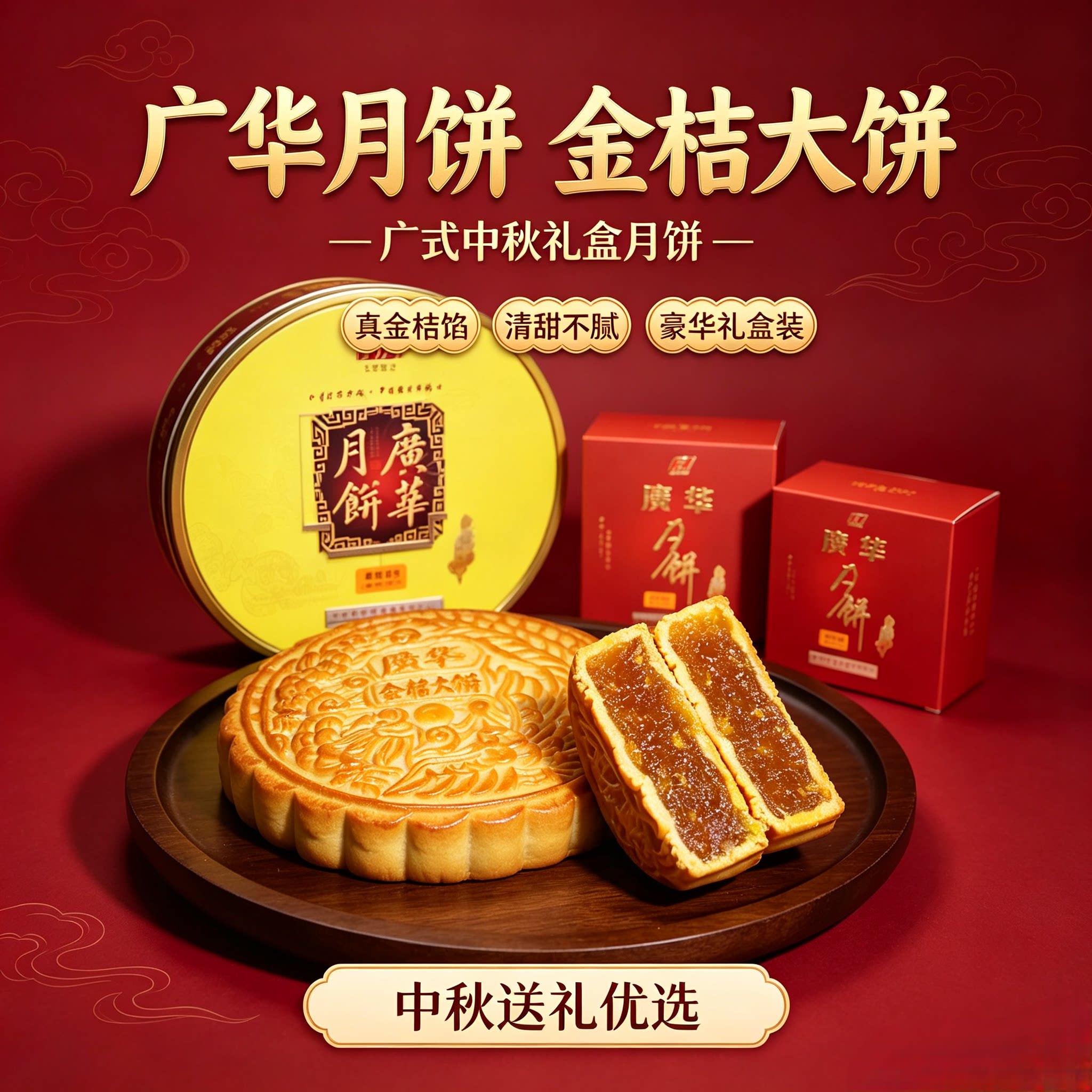 广华金桔月饼广式老式水果月饼广东化州特产中秋礼盒送礼团购批发