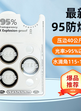 适用苹果iPhone17Pro后摄像头鹰眼95防爆CD纹定位镜头膜16pro/16Promax防爆玻璃15/plus自带撬棍保护膜批发