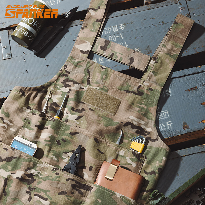 出众者战术迷彩工具围裙耐磨工作男户外耐脏罩衣维修工多口袋围腰