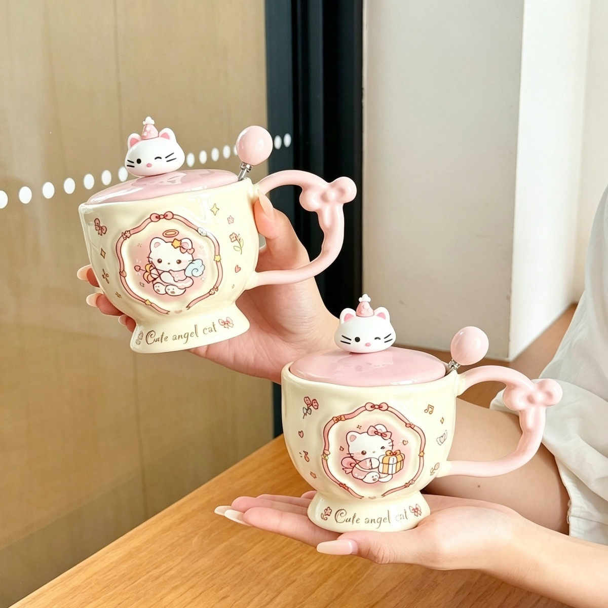 少女心马克杯可爱猫咪陶瓷水杯女生儿童家用早餐牛奶杯子送女生