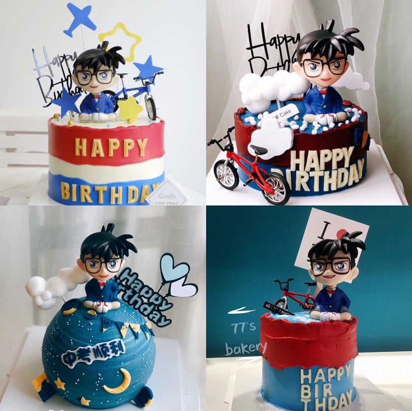 网红儿童柯南蛋糕装饰摆件男孩名侦探柯南玩偶男孩生日蛋糕插件