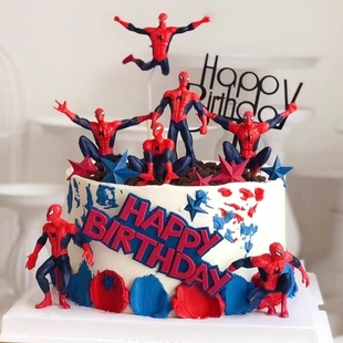 蜘蛛侠蛋糕装饰摆件复仇者联盟漫威超级英雄网红男孩生日烘焙插件