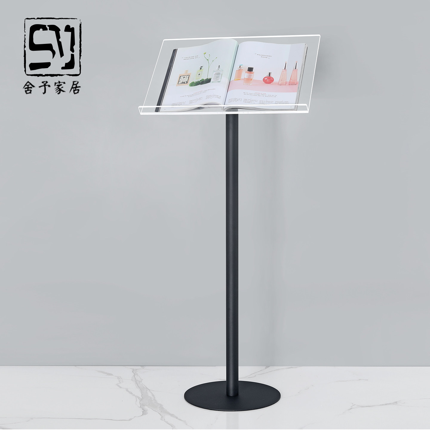 画册翻页亚克力杂志架落地金属展会相册菜谱书本立杆式阅读展示架