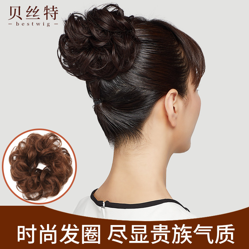 保真速发发圈丸子头假发女盘发头花假发圈古装风S花苞真发蓬松懒