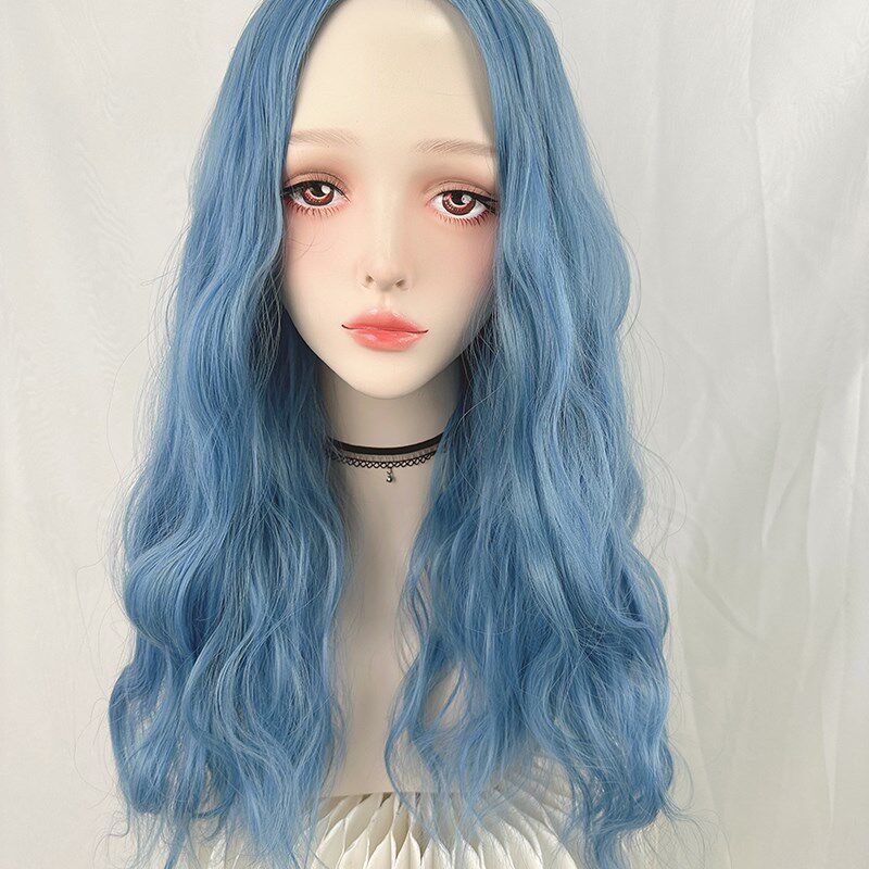 保真速发天空蓝假发羊毛卷全头套女中分个性网红日常loli.ta欧美