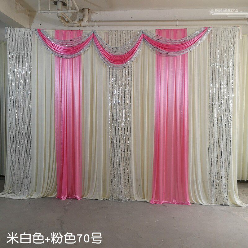 保真速发婚庆背h景纱幔道具幕布造型装饰签到区幼儿园演出布艺背