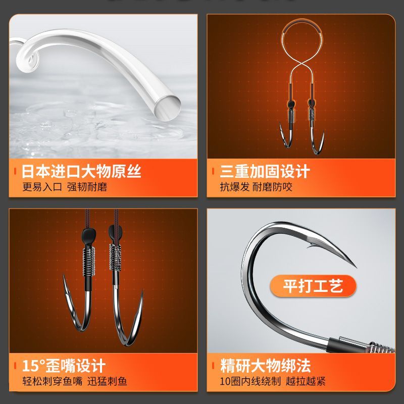 速发加固加粗歪嘴绑好成品大巨物鲟草青鱼双钩子线组钓鱼对钩大号图片