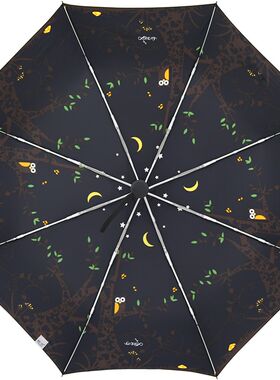现货猫头鹰时尚伞吴世勋同款防晒紫外线小清新三折叠全自动晴雨伞