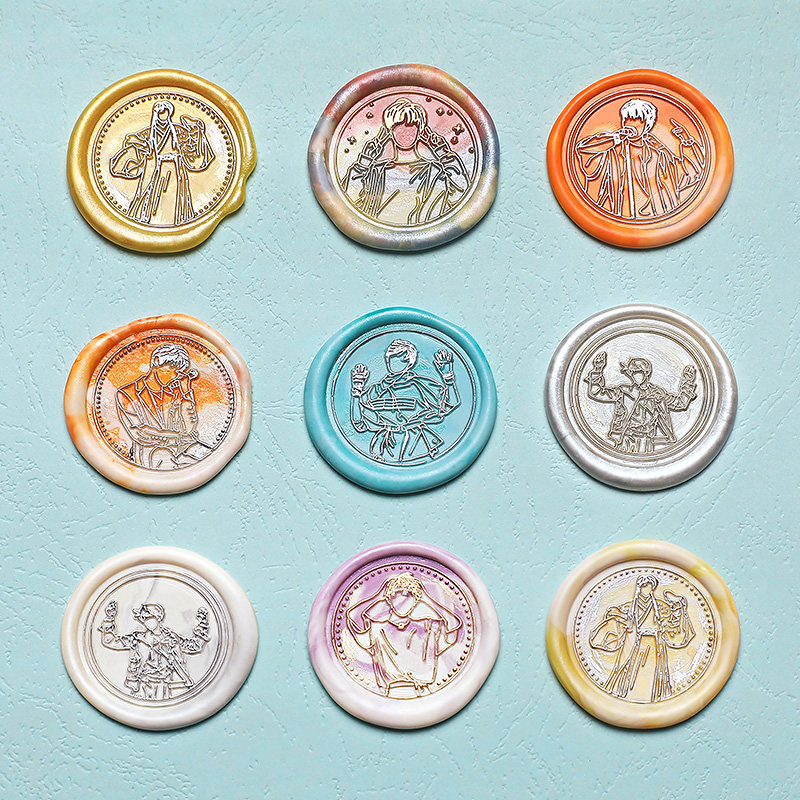 速发TT时代少年团火漆印章格子蜡粒应援色火漆蜡铜头手账盖印