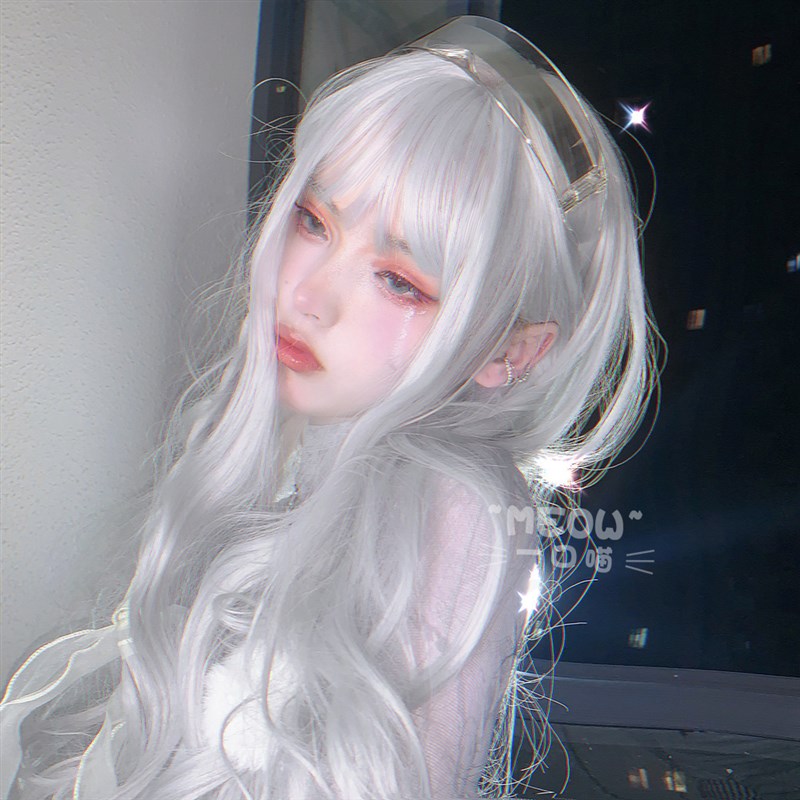 保真速发假发女长发少女可爱白色长卷发LoIlita网红假发套自然逼