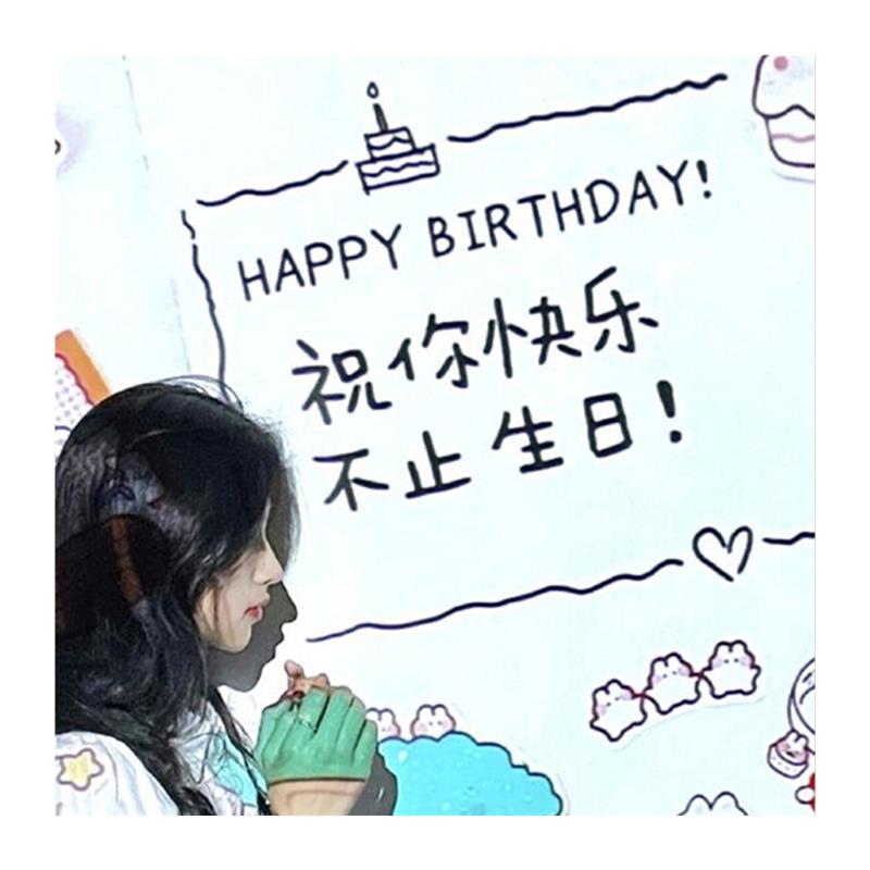 保真速发生日装i饰气氛灯生日快乐投影灯创意拍照道具背景场景布