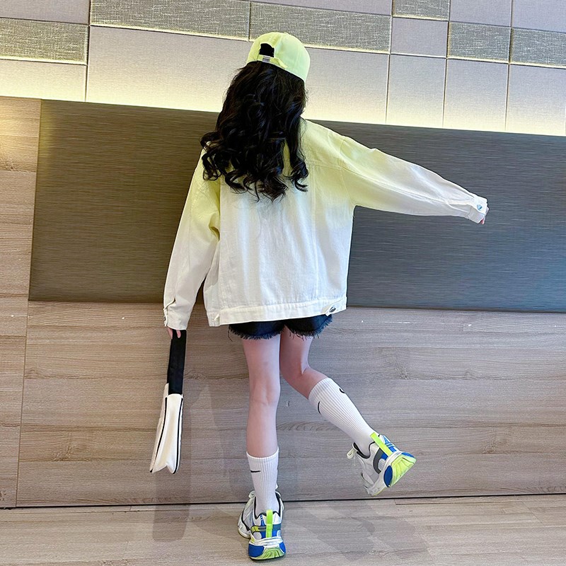 速发女童春款2024新款外套洋气时髦女大童早春牛仔外套青少年女孩