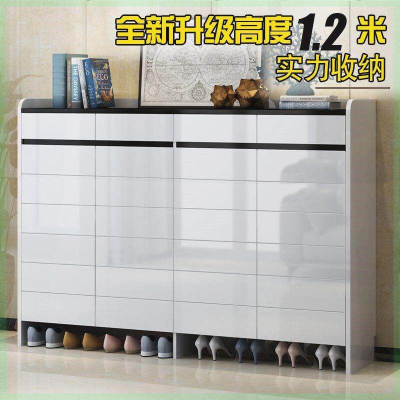 速发门口鞋柜简约现代门厅柜鞋柜家用大容量储物柜白烤漆隔断组合