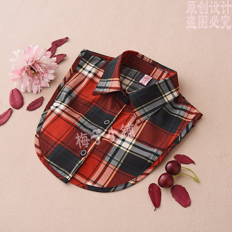 速发女士棉假领子女百搭格子假领多功能秋冬毛衣假衣领假两件装饰