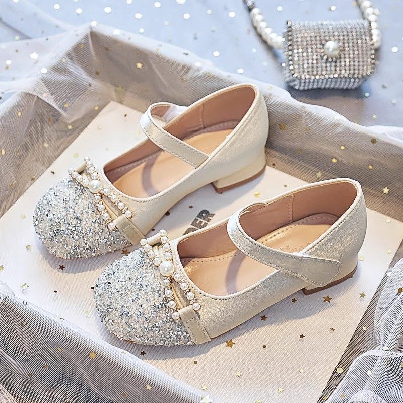 现货公主鞋女童2024春秋新款高跟礼服单鞋儿童走秀舞台表演皮鞋水