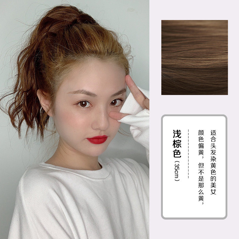 高货现货速发新品设计短款抓夹马尾网红绑带短马尾假发卷发大波浪