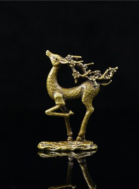 速发实心纯黄小古公桌面铜摆件办铜茶宠饰品工艺品礼品手把玩件