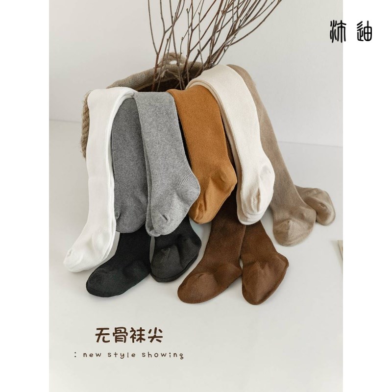 现货儿童连裤袜春秋棉质女童连脚打底裤纯色百搭秋季女宝宝无骨打